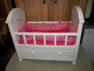 Bitty Baby American Girl Crib W/ Storage Draw And Bedding
