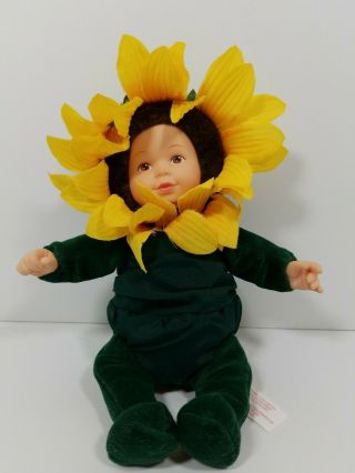 Anne Geddes Artist Sunflower Doll Baby Beanie Plush Toy 7 " Tall Collectable Euc