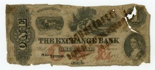 1861 $1 The Exchange Bank - Hartford,  Connecticut (altered) Note