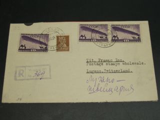 Russia 1933 Registered Cover To Switzerland Cut Top 33