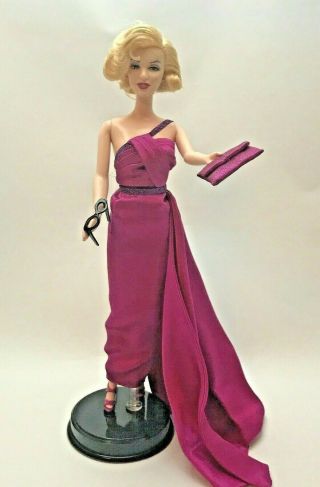 Marilyn Monroe Barbie Doll How To Marry A Millionaire Purple Gown Purse & Stand