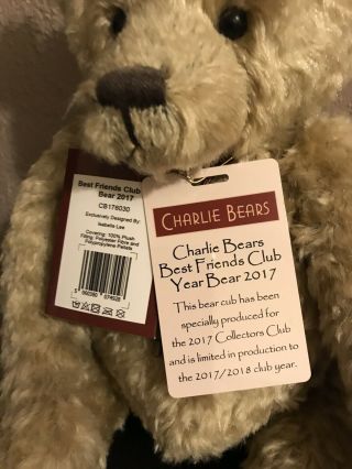 CHARLIE BEARS BEST FRIENDS CLUB YEAR BEAR 2017 LIMITED EDITION 2