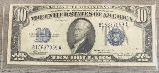 1934 A $10 Ten Dollar Silver Certificate Note Fr 1702 Qd7