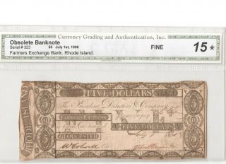 $5 1806 Farmers Exchange Bank,  Gloucester Ri Fine 15