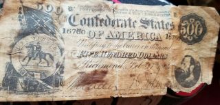 Confederate State 500 Note 1864 Rough