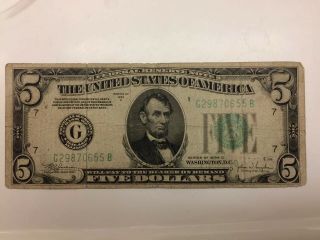 1934 Series 2x $5 Five Dollar Federal Reserve Note Green L11611067B G29870655B 3
