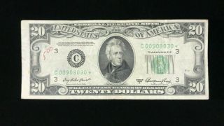 1950 A $20 Star Frn Federal Reserve Note Bank Philadelphia Fancy Sn C00908030