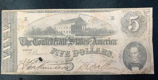 Confederate States Of America - Five Dollars 1862,  Richmond,  Va - Bank Note