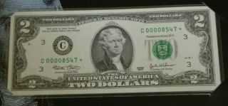 2003 $2 Two Dollar Star Note Uncirculated Paper Money Low Print Frb Philadelphia
