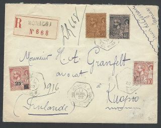 Monaco 1891 Issue Etc On Registered Cover To Finland