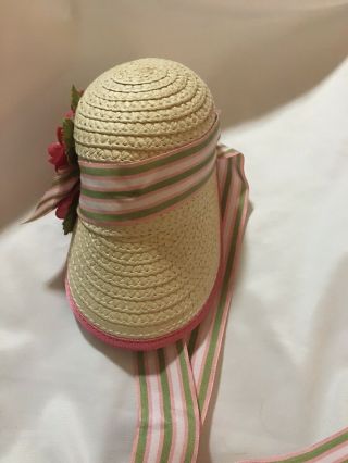American Girl Doll Caroline Floral Straw Bonnet Hat Meet Accessories 2
