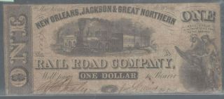 1861 $1 Orleans,  Jackson & Great Northern Rail Road Currency