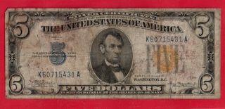 1934 A $5.  00 North Africa Wwii Issue Yellow Seal
