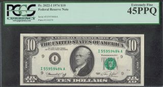 1974 $10 Federal Reserve Note Pcgs 45ppq