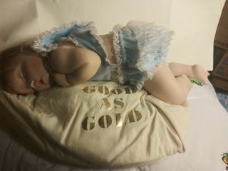 The Ashton Drake Galleries Good As Gold Porcelain Doll 1997 W/ Pillow