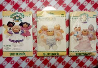 Set Of 3 Cabbage Patch Kids Sewing Patterns Butterick 331/6509 346/6981 345/6980