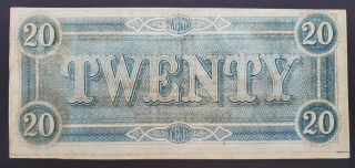 1864 Civil War Confederate Currency T - 67 $20 CSA Note Tennessee Capital 2