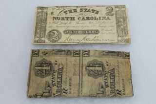 17.  2 Two Dollar North Carolina Confederate Civil War 1861 Note Bill Error Note