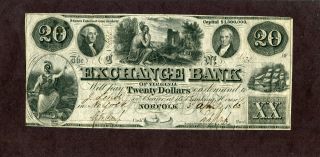 The Exchange Bank,  Norfolk,  Virginia - $20.  00 - 1865 - Xf.