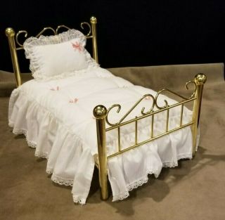 Pleasant Company American Girl Samantha Brass Bed Set Bedding Mattress Pillow