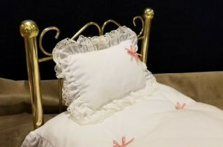 Pleasant Company American Girl Samantha Brass Bed Set Bedding Mattress Pillow 2