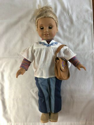 American Girl Doll Julie Albright 18 " Doll W/ Some Meet Clothes & Purse