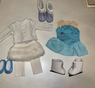 American Girl Doll Sparkly Ice Skating Set W/skates & Snow Outfit W/boots