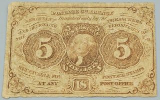 1862 First Issue 5c Fractional Currency Bill 257