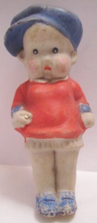 Old Large 6 1/2 " Bisque Character Toy Doll - Skippy - Japan
