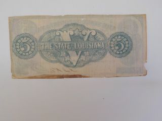 Civil War Confederate 1863 5 Dollar Bill South Strikes Down The North Louisiana 2