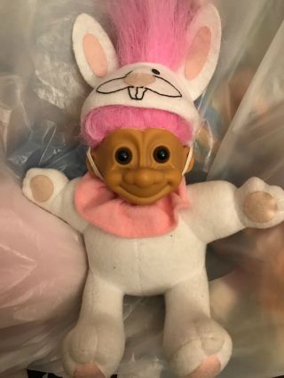 Russ Troll Doll 6” Soft Body Pink Hair Brown Eyes Easter Bunny