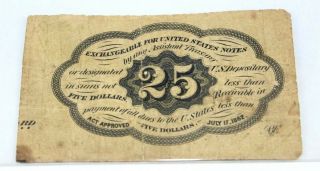 Great 1862 Thomas Jefferson 25 Cent 5 Dollar Postage Fractional Currency