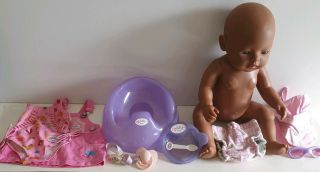 Ethnic Baby Born Doll - Zapf Creation,  Brown Eyes,  Dark Skin,  Swimsuit,  Potty