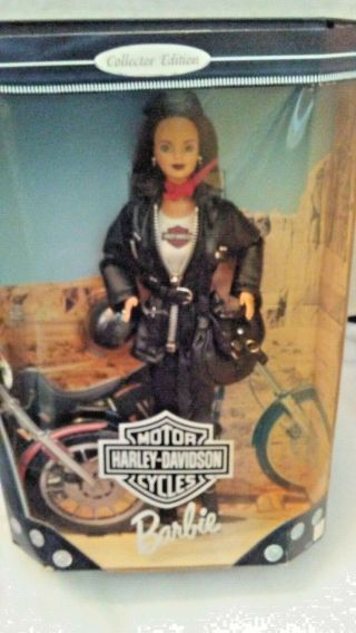 Harley Davidson Barbie Doll Brunette – 1998 - Nrfb - Box Could Be Better
