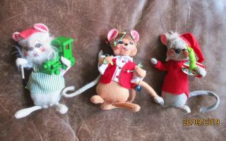 3 Annalee Mobilitee Christmas Mouse 6in Artist Train 