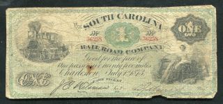 1873 $1 South Carolina Rail Road Company Charleston,  Sc Fare Ticket Obsolete