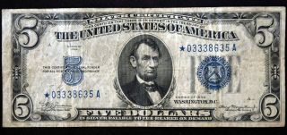 1934 Series $5 Five Dollar Silver Certificate Note Bill A464