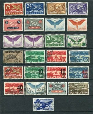 Switzerland Early Airmail M&u Lot 25 Stamps