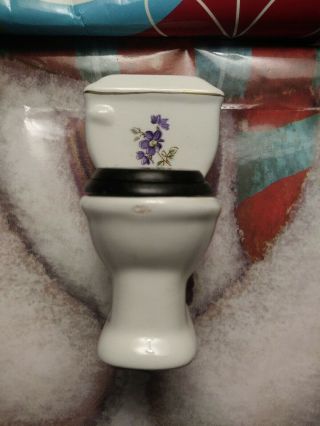 Dollhouse Porcelin Miniature Bathroom Furniture Toilet With.  Seat Lid Floral