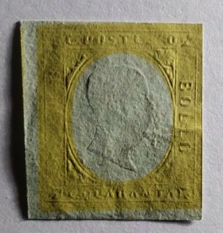 Italian States Sardinia Sardegna 1854 Rare 40c Trial/proof In Yellow