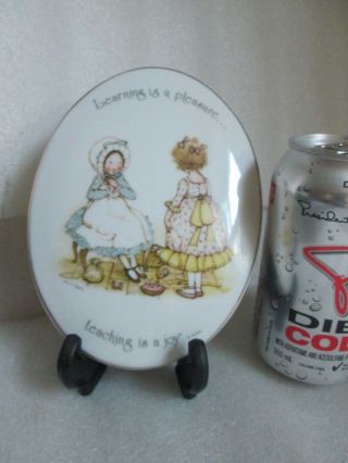 Vintage Holly Hobbie Oval Porcelain Plaque Teaching Is A Joy Granny Chic C 1973