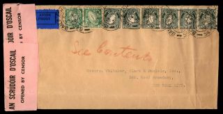 Mayfairstamps Ireland 1940s Large Censored Wwii Airmail To Us Cover Wwc44789