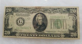 1934 - A $20 Federal Reserve Note Twenty Dollar Bill Green Seal Bill