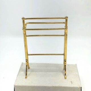 Dollhouse Brass Quilt Rack Stand Vintage Sewing Room Gold Metal 3