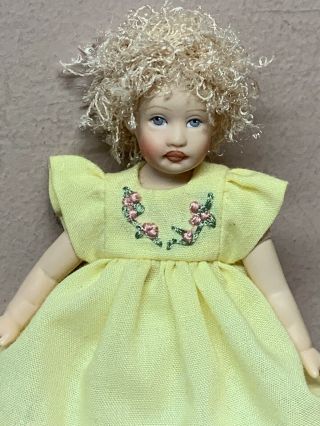 Kishlet Bebe Yellow Dress Miniature Helen Kish Doll 4 1/4 " Vinyl