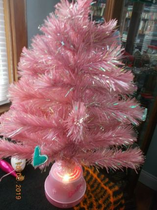 Barbie 26 " Tall Pink Fiber Optic Christmas Tree With Rotating Color Wheel