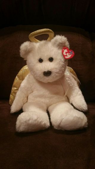 Halo 2 Ll The Angel Bear With Golden Wings 14 " Ty Beanie Baby Buddy