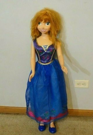Frozen Anna Doll 38” Jakks Pacific Wide Eyed 3 Feet Tall 2014 Plastic Disney