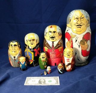Russian Nesting dolls Matryoshka Leaders set.  Hand painted in Moscow Russia 12 2