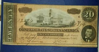$20 1864 Richmond Virginia Va Confederate Currency Bank Note
